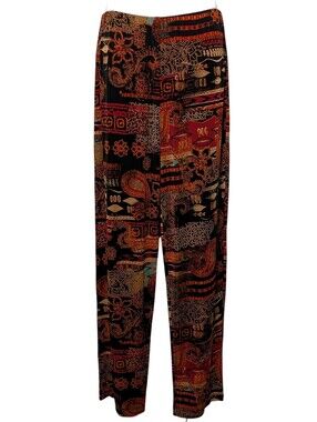 Chicos Travelers Size 1 Womens Medium Black Boho Slinky Pants 90s Grunge Earthy